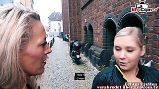 German Milf with big tits picks up a Teen for lesbian sex